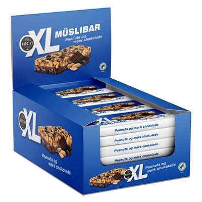 XL Müsli Bar Peanuts og Mørk Chokolade - 24 x 50g